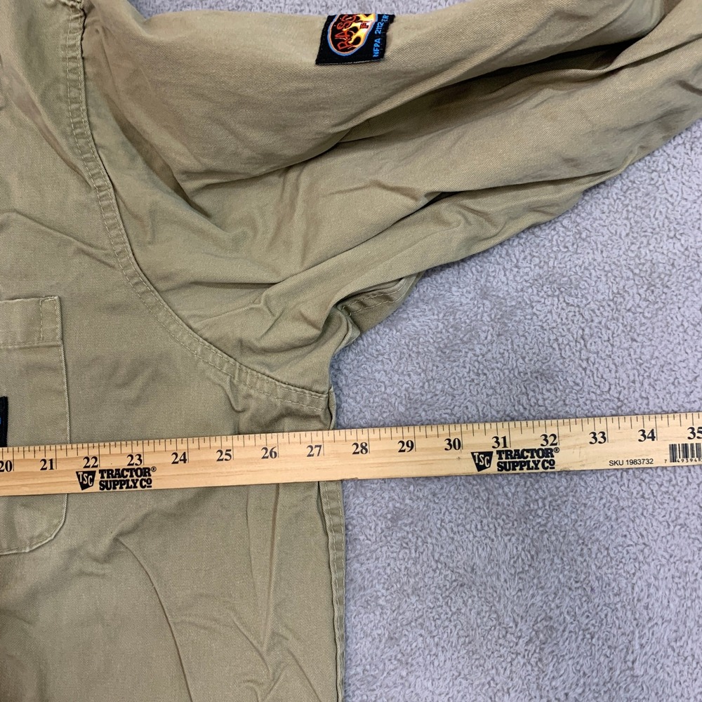 Rasco FR Men's 2XL-Reg Khaki Flame Resistant Work Shirt 100% Cotton Button Up - Picture 4 of 10